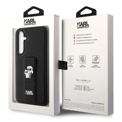 7. Etui Karl Lagerfeld Gripstand Saffiano Karl&Choupette Pins na Samsung Galaxy S23 FE - czarne