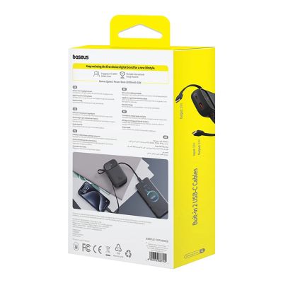 8. Powerbank Baseus QPow 2 30W 10000mAh z wbudowanymi kablami USB-C - czarny