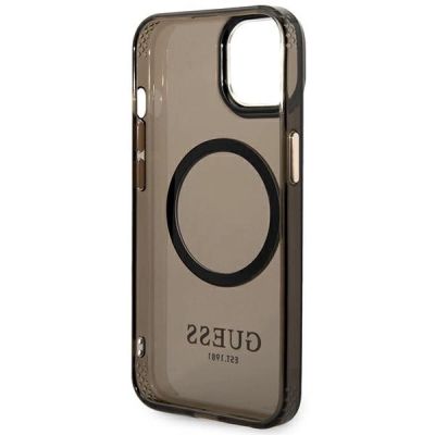 7. Etui Guess Gold Outline Translucent MagSafe na iPhone 14 Plus - czarne