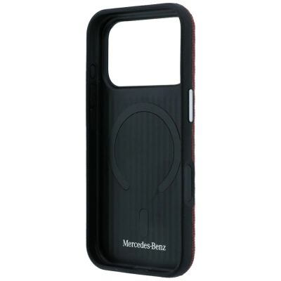 7. Etui Mercedes Leather Semi Wrap Wood Effect MagSafe na iPhone 17 Pro Max / 18 Pro Max - burgundowe