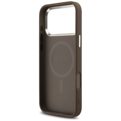 7. Etui Guess 4G Triangle Logo MagSafe na iPhone 17 Pro Max - brązowe