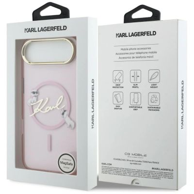 8. Etui Karl Lagerfeld IML Choupettes Karl  Script Logo MagSafe na iPhone Air - różowe