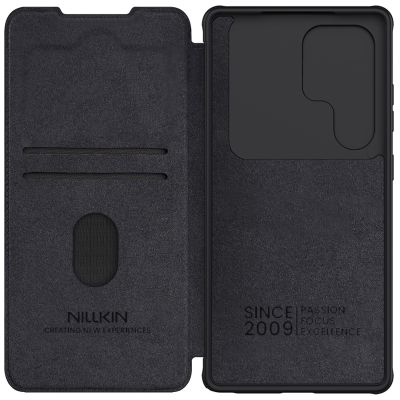 5. Etui Nillkin Qin Pro na Samsung Galaxy S25 Ultra z klapką i osłoną aparatu - czarne