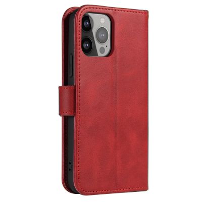 4. Etui portfel z klapką podstawką do iPhone 15 Pro Max Magnet Case - czerwone