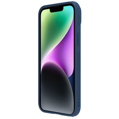 6. Nillkin CamShield Leather S Case etui iPhone 14 Plus pokrowiec z osłoną na aparat niebieskie
