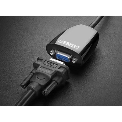 9. Ugreen kabel przewód przejściówka adapter jednokierunkowy z HDMI (męski) do VGA (żeński) FHD czarny (MM105 40253)