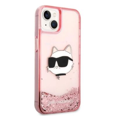 4. Etui Karl Lagerfeld Glitter Choupette Head na iPhone 14 Plus - różowe