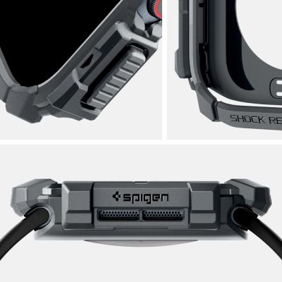 8. Etui Spigen Rugged Armor na Apple Watch 10 46 mm - szare