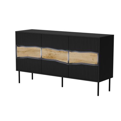 Komoda INSERTO 3D 143,5x40x80 czarny + LED