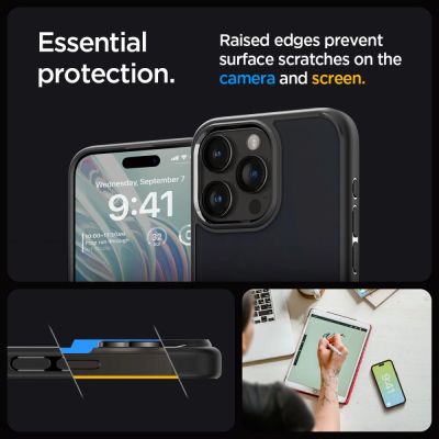 8. Etui Spigen Ultra Hybrid na iPhone 15 Pro - przezroczysto-czarne