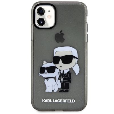 3. Etui Karl Lagerfeld Glitter Karl&Choupette na iPhone 11 / Xr - czarne