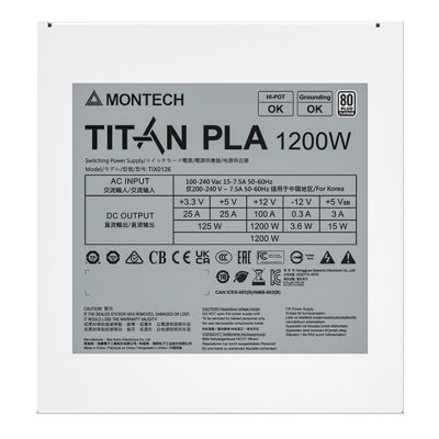 8. Zasilacz Montech Titan PLA 1200W - 80 PLUS & Cybenetics Platinum, modular, PCIe 5.1 - 1200 Watt