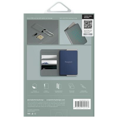 7. Etui na paszport UNIQ Belmont z blokadą RFID  - zielone/kość słoniowa