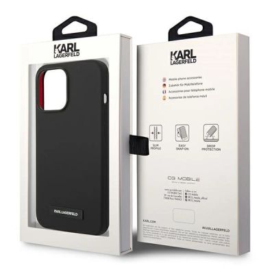 8. Etui Karl Lagerfeld Silicone Plaque MagSafe na iPhone 14 Pro - czarne