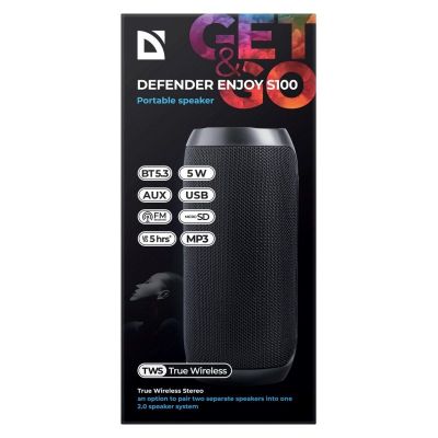 6. DEFENDER GŁOŚNIK ENJOY S100 BLUETOOTH/FM/SD/USB 5W CZARNY 65701