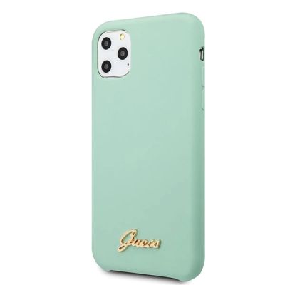 2. Etui Guess Silicone Vintage Gold Logo na iPhone 11 Pro Max - zielone
