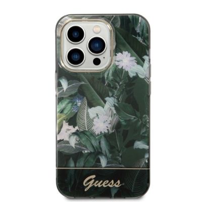 6. Etui Guess Jungle Collection na iPhone 14 Pro - zielone