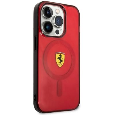 4. Etui Ferrari Translucent MagSafe na iPhone 14 Pro - czerwone