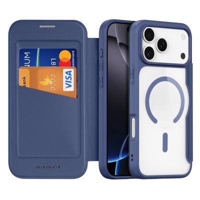 8. Etui Dux Ducis Skin X Pro na iPhone 17 Pro z portfelem, kompatybilne z MagSafe – niebieskie