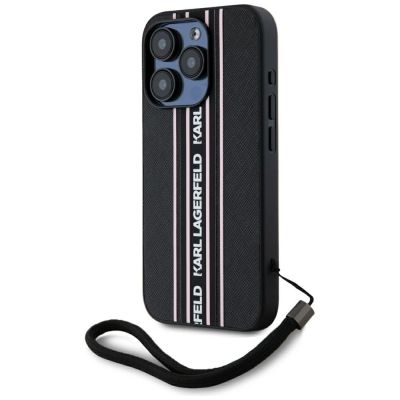 2. Etui Karl Lagerfeld Saffiano Athleisure Stripes Cord na iPhone 15 Pro - różowe