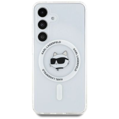 3. Etui Karl Lagerfeld Button Choupette Head Printed Logo MagSafe Samsung Galaxy S25 Plus biały