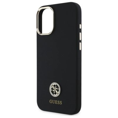 6. Etui Guess Silicone Logo Strass 4G na iPhone 16 - czarne