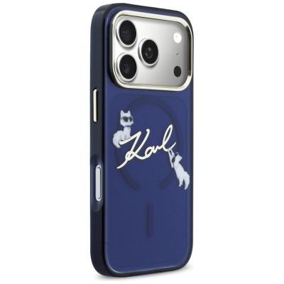 4. Etui Karl Lagerfeld IML Choupettes Karl  Script Logo MagSafe na iPhone 17 Pro - niebieskie