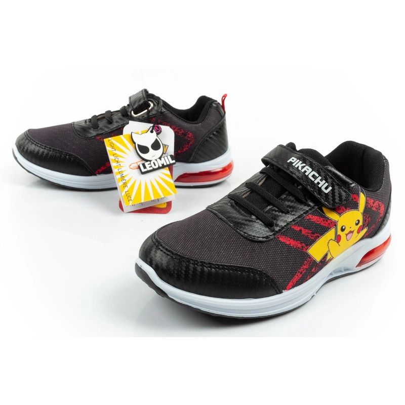 8. Leomil buty sportowe dziecięce sneakersy Pokemon lekkie na rzep LED czarne