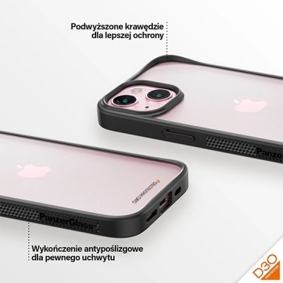4. Etui PanzerGlass ClearCase na iPhone 15 z certyfikatem Military Grade - przezroczysto-czarne