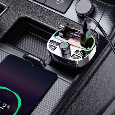 4. Transmiter Dudao R2PRO+ z portami ładowania PD25W Bluetooth 5.3 RGB - czarno-srebrny