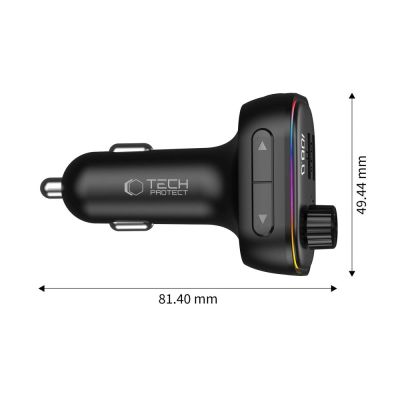 3. Ładowarka samochodowa Tech-Protect CC07 3-Porty PD 54W + transmiter FM Bluetooth - czarna