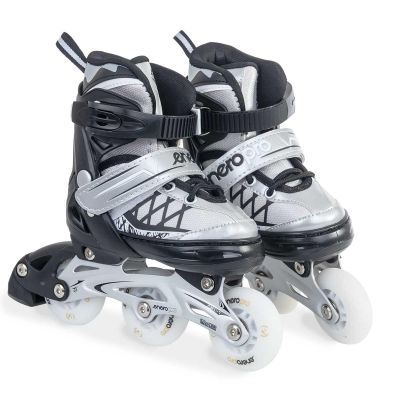 33. ŁYŻWOROLKI-WROTKI-ŁYŻWY 4W1 ENERO PRO LED 26-29 SZARE