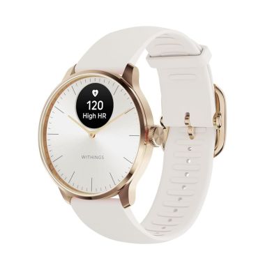 4. Zegarek Withings Scanwatch Light - zegarek z funkcją EKG, pomiarem pulsu i SPO2 oraz mierzeniem aktywności fizycznej i snu (37mm, rose gold-sand)