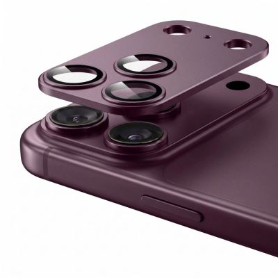 4. Szkło hartowane na aparat Tech-Protect Camfull Fit+ na iPhone 18 Pro - burgundowe