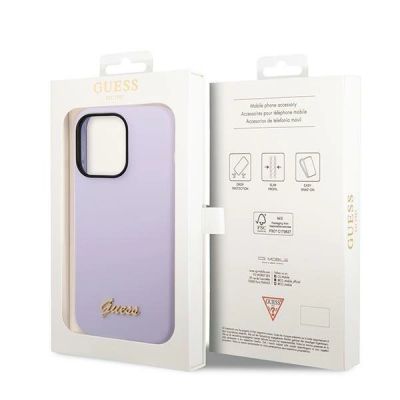 8. Etui Guess Silicone Vintage Gold Logo na iPhone 14 Pro Max - fioletowe