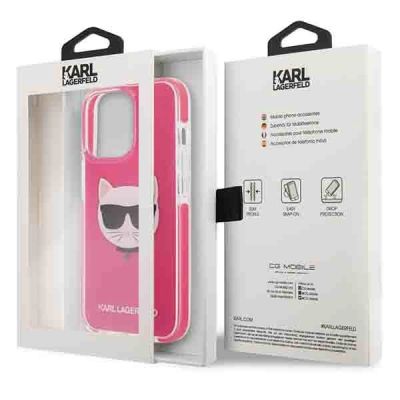 8. Etui Karl Lagerfeld Choupette Head na iPhone 13 Pro / iPhone 13 - fuksjowy