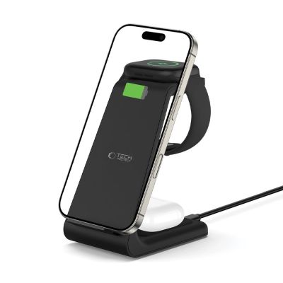 2. Stacja ładująca Tech-Protect QI15W-A36 3w1 dla Apple - czarna
