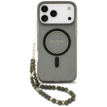 Etui Guess IML Glitter Pearl Strap MagSafe na iPhone 18 Pro Max / 17 Pro Max - czarne