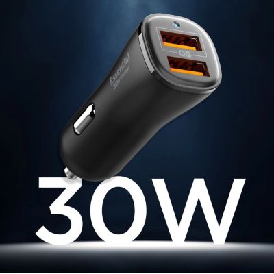5. Ładowarka samochodowa Spigen Essential EV302 30 W 2-porty USB-A - czarna