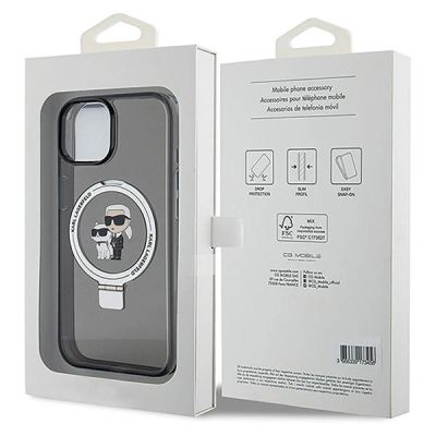 8. Etui Karl Lagerfeld Ring Stand Karl&Choupettte MagSafe do iPhone 15 Plus - czarne