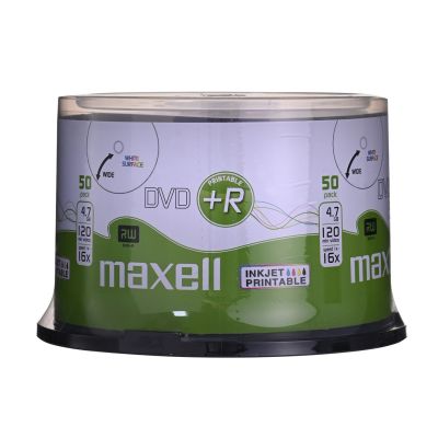 3. MAXELL Płyta DVD+R 4,7GB, 50 szt.  w opakowaniu cake (szpindel). Prędkość zapisu 16X, 120 min.  Płyty do nadruku atramentowego. Przeznaczenie Multimedia.