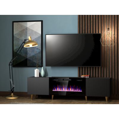 4. Szafka RTV PAFOS EF z kominkiem elektrycznym 180x42x49 czarny mat
