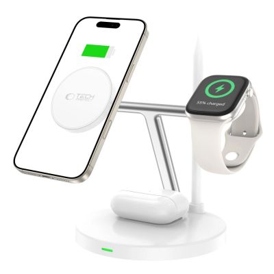 2. Ładowarka Tech-Protect QI15W-A35 indukcyjna 3w1 z MagSafe na telefon / AirPods / Apple Watch - biała