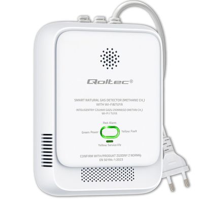 9. QOLTEC CZUJNIK WYCIEKU GAZU ZIEMNEGO | DETEKTOR CH4 | NG | TUYA | WI-FI | ALARM 85DB | LED