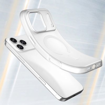 5. Etui Magnetic Abrasive na iPhone 17 Pro kompatybilne z MagSafe - matowe białe