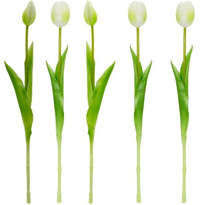 25. BUKIET 5 TULIPANÓW BIAŁYCH 39CM JAK ŻYWYCH DEKORACJA WIOSENNA