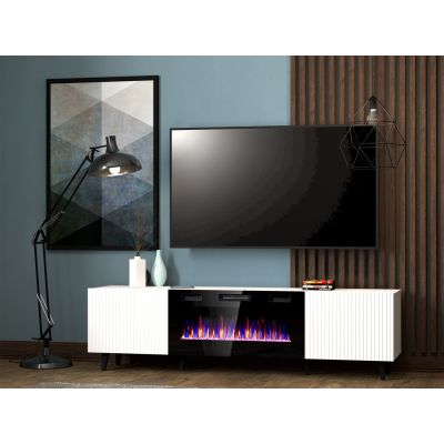 3. Szafka RTV PAFOS EF z kominkiem elektrycznym 180x42x49 biały mat