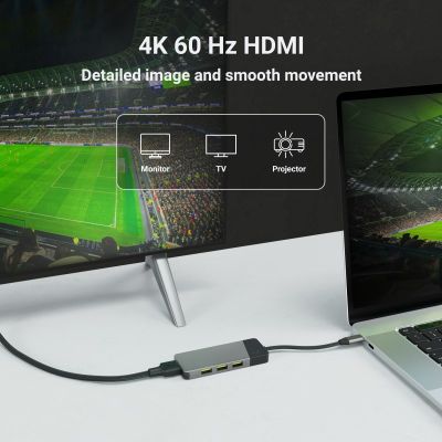 14. GREEN CELL HUB USB-C ADAPTER GC CONNECT 7W1 (3XUSB 3.1, HDMI 4K 60HZ, USB-C PD 85W, MICROSD/SD)