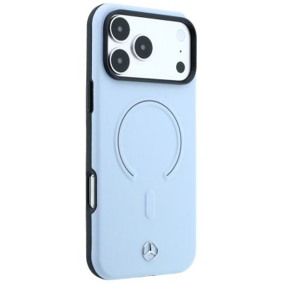 4. Etui Mercedes Leather 3D MagSafe do iPhone 18 Pro Max / 17 Pro Max - niebieske