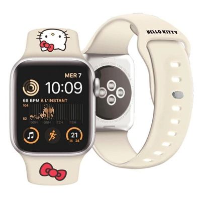 4. Pasek Hello Kitty Silicone Kitty Head na Apple Watch 38/40/41mm - beżowy